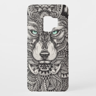 Black & White Wolf Head illustration Case-Mate Samsung Galaxy S9 Case