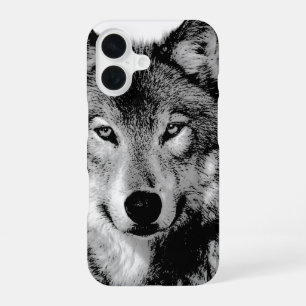 Black & White Wolf iPhone 16 Case