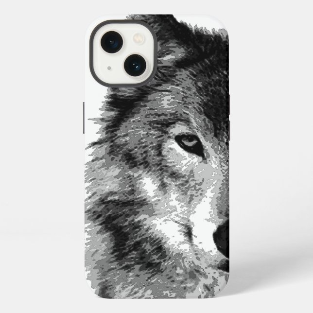 Black & White Wolf iPhone Case (Back)