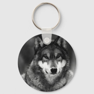 Black & White Wolf Key Ring