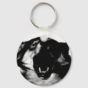 Black & White Wolf Key Ring