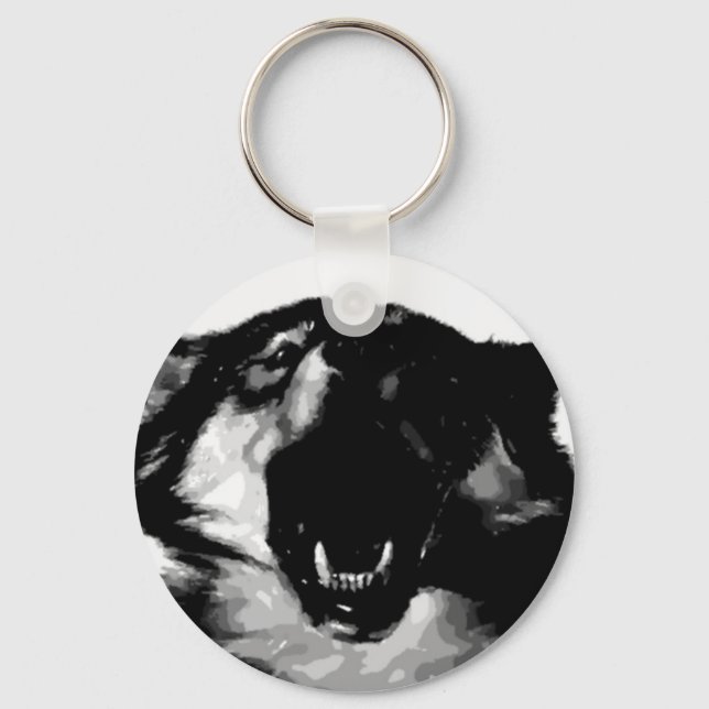 Black & White Wolf Key Ring (Front)