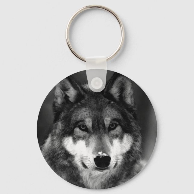 Black & White Wolf Keychains (Front)