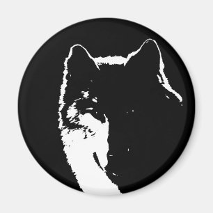 Black & White Wolf Magnet