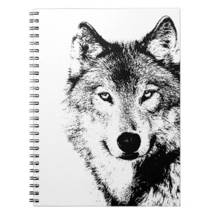 Black & White Wolf Notebook