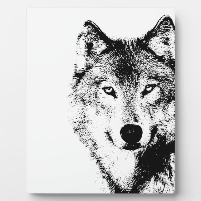 Black & White Wolf Plaque (Front)