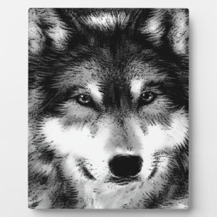 Black & White Wolf Plaque