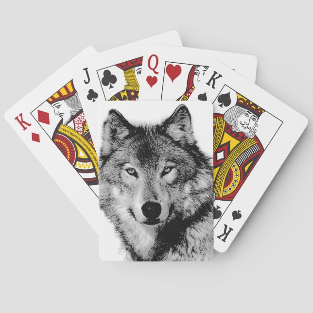 Black & White Wolf Playing Cards (Back)