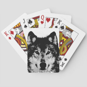 Black & White Wolf Playing Cards