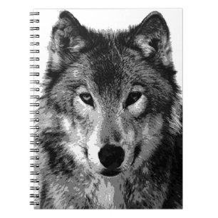 Black & White Wolf Portrait Notebook