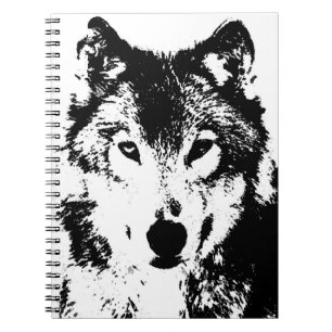 Black & White Wolf Portrait Notebook