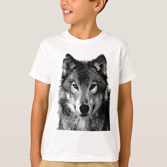 Black & White Wolf Portrait T-Shirt (Front)