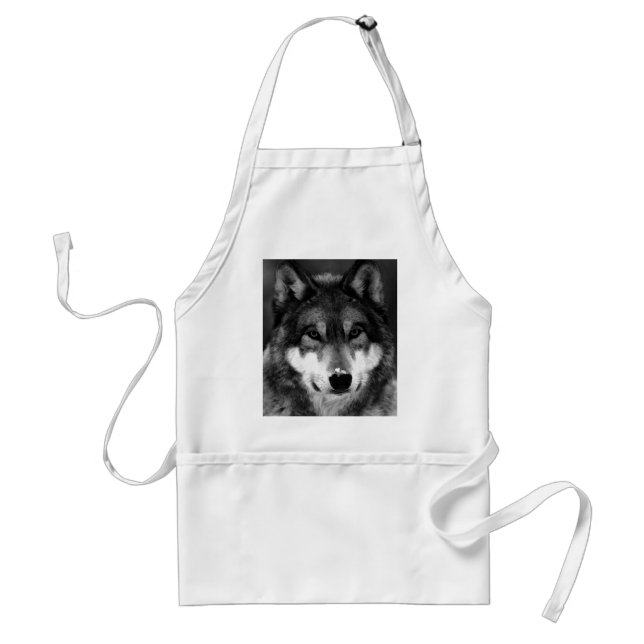 Black & White Wolf Standard Apron (Front)