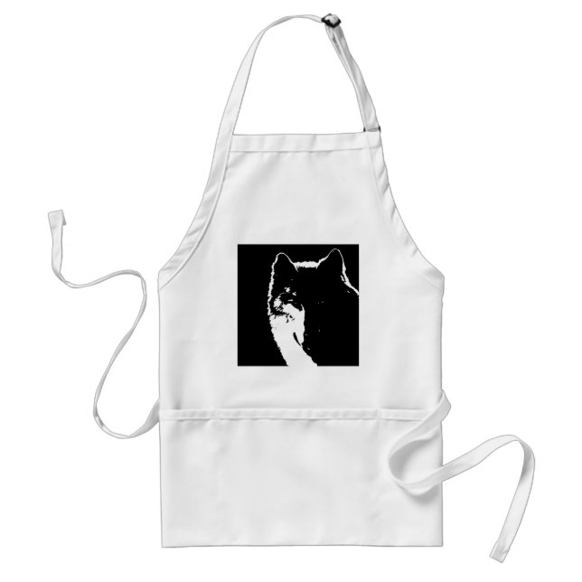 Black & White Wolf Standard Apron (Front)