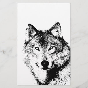 Black & White Wolf Stationery