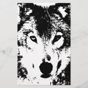 Black & White Wolf Stationery