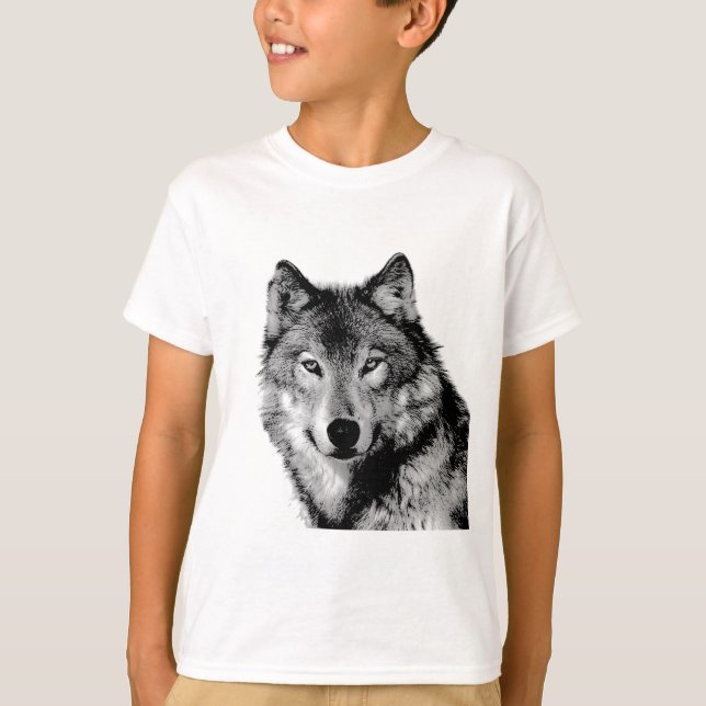 Black & White Wolf T-Shirt (Front)