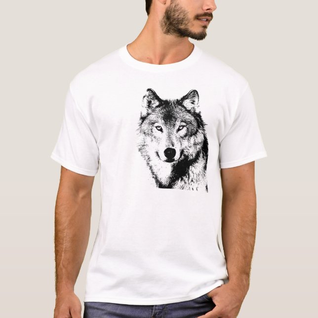 Black & White Wolf T-Shirt (Front)