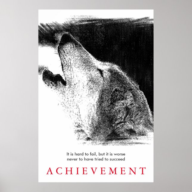 Black White Wolf Unique Motivational Poster (Front)