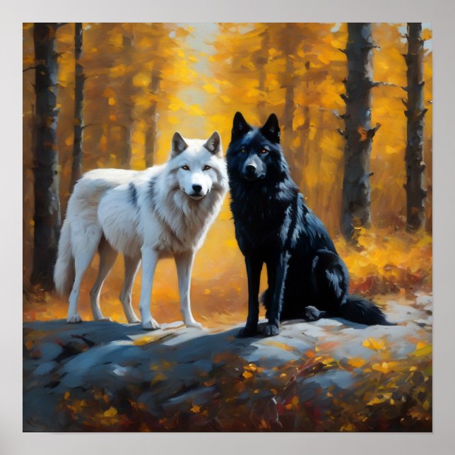 Black White Wolves Poster (Front)