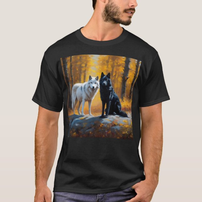 Black White Wolves T-Shirt (Front)