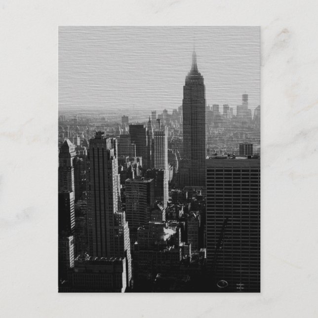 Black & White Wood Effect NYC Postcard (Front)
