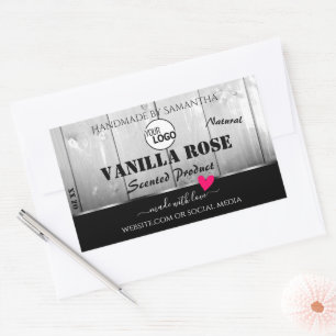 Black White Wood Grain Product Labels Heart Logo
