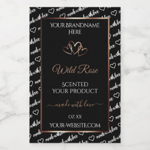 Black White Word Art Product Label Rose Gold Frame