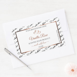 Black White Word Art Product Label Rose Gold Heart