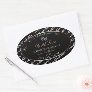 Black White Word Art Product Labels Logo Rose Gold