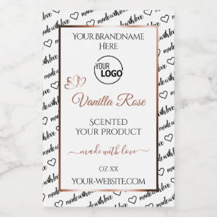 Black White Word Art Product Labels Rose Gold Logo