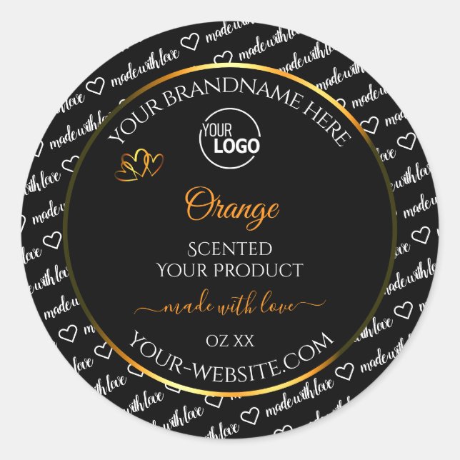 Black White Word Cloud Orange Product Label Logo (Front)