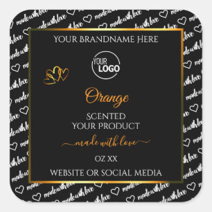 Black White Word Cloud Orange Product Label Logo