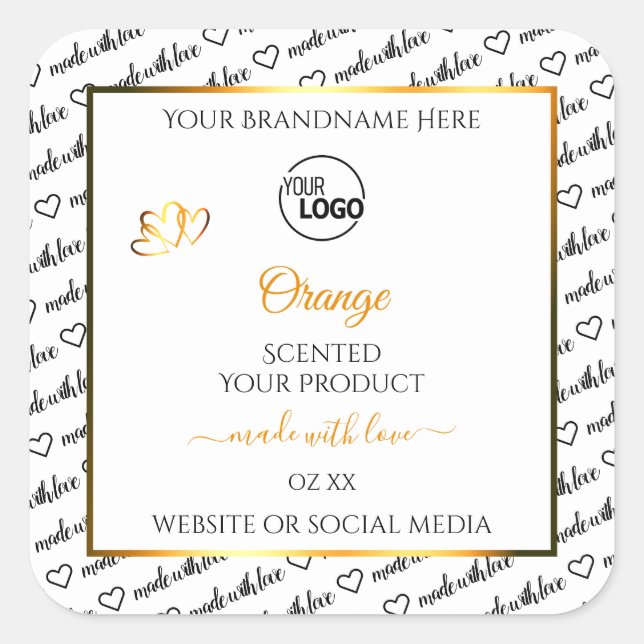 Black White Word Cloud Orange Product Labels Logo (Front)