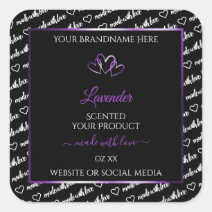 Black White Word Cloud Product Label Purple Hearts