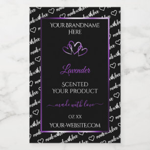 Black White Word Cloud Product Label Purple Hearts