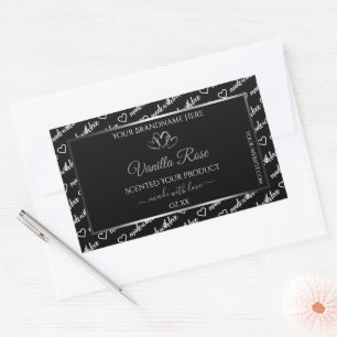 Black White Word Cloud Product Label Silver Hearts
