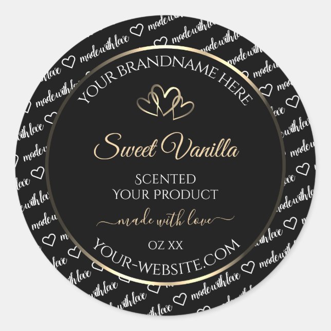 Black White Word Cloud Product Labels Gold Frame (Front)