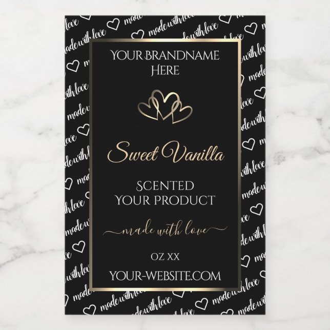 Black White Word Cloud Product Labels Gold Frame (Single Label)