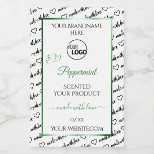 Black White Word Cloud Product Labels Green Logo