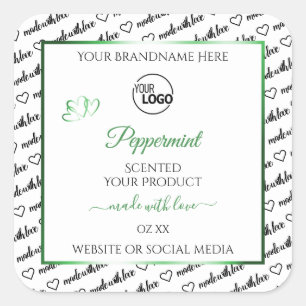 Black White Word Cloud Product Labels Green Logo