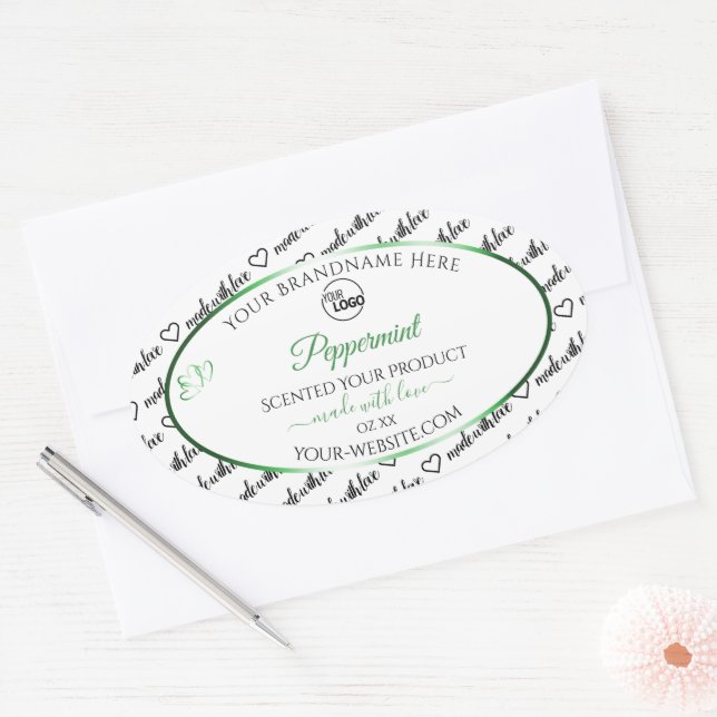 Black White Word Cloud Product Labels Green Logo (Envelope)