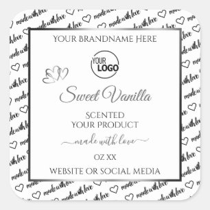 Black White Word Cloud Silver Product Labels Logo