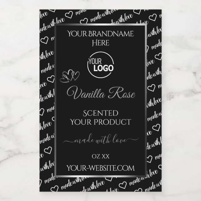 Black White Word Cloud Silver Product Labels Logo (Single Label)
