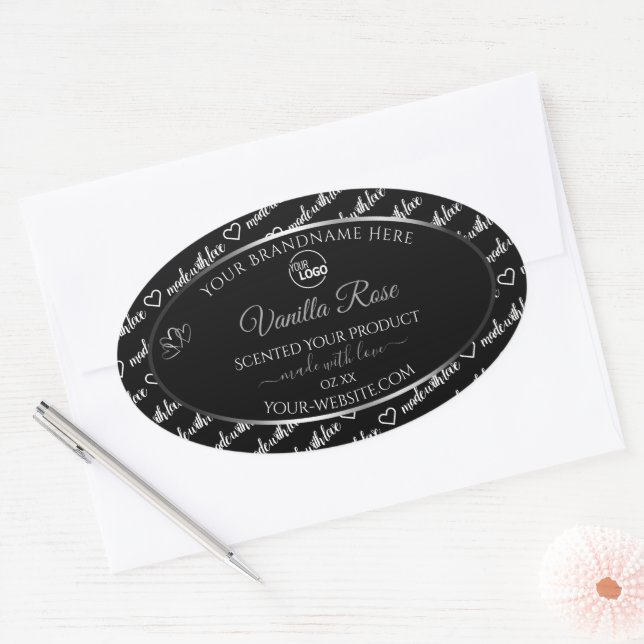 Black White Word Cloud Silver Product Labels Logo (Envelope)