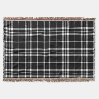Black White Woven Plaid Buffalo Check Large Plaid Throw Blanket