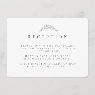 Black White Wreath Monogram Wedding Reception Enclosure Card