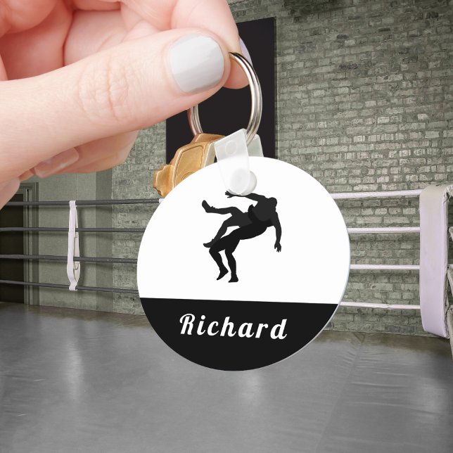 Black & White Wrestling Theme Design Wrestler Name Key Ring (Creator Uploaded)