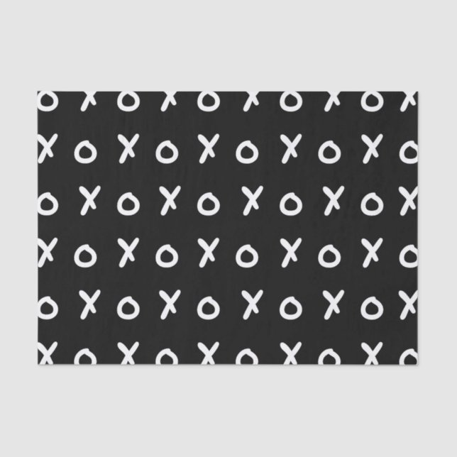 Black & White X O XO X&O's Trendy Cute Tissue Paper (Front)