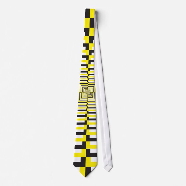 Black white yellow alternating stairs tie (Front)